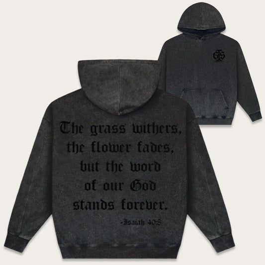 Isaiah 40:8 Foundation Heavyweight Hoodie - Mineral Onyx